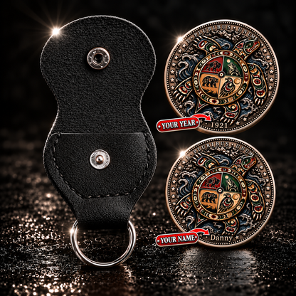 Turtle Island Medicine Wheel Coin - Personalized 3D Printing Pocket Hug