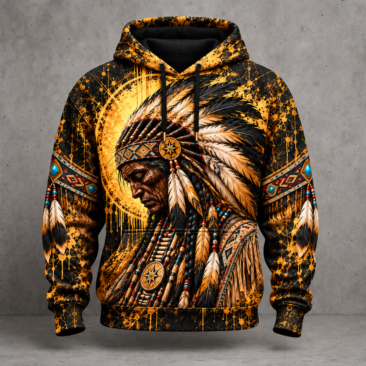 3D Hoodie Warriors of the Wild Spirit Native American Chief Ancient Power Tribal Legacy