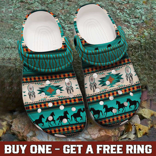 Clogs – Native Horse Pattern Dreamcatcher & Tribal Design, Family Gift