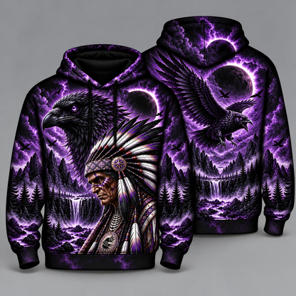 3D Hoodie Warriors of the Wild Spirit Native American Chief Ancient Power Tribal Legacy
