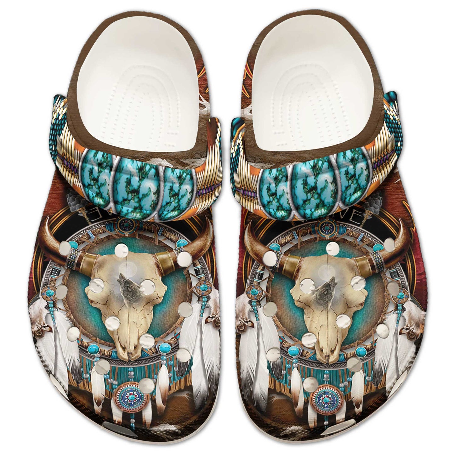 Buffalo Skull & Dreamcatcher Clogs – Native Western Spirit Style