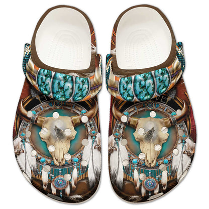 Buffalo Skull & Dreamcatcher Clogs – Native Western Spirit Style