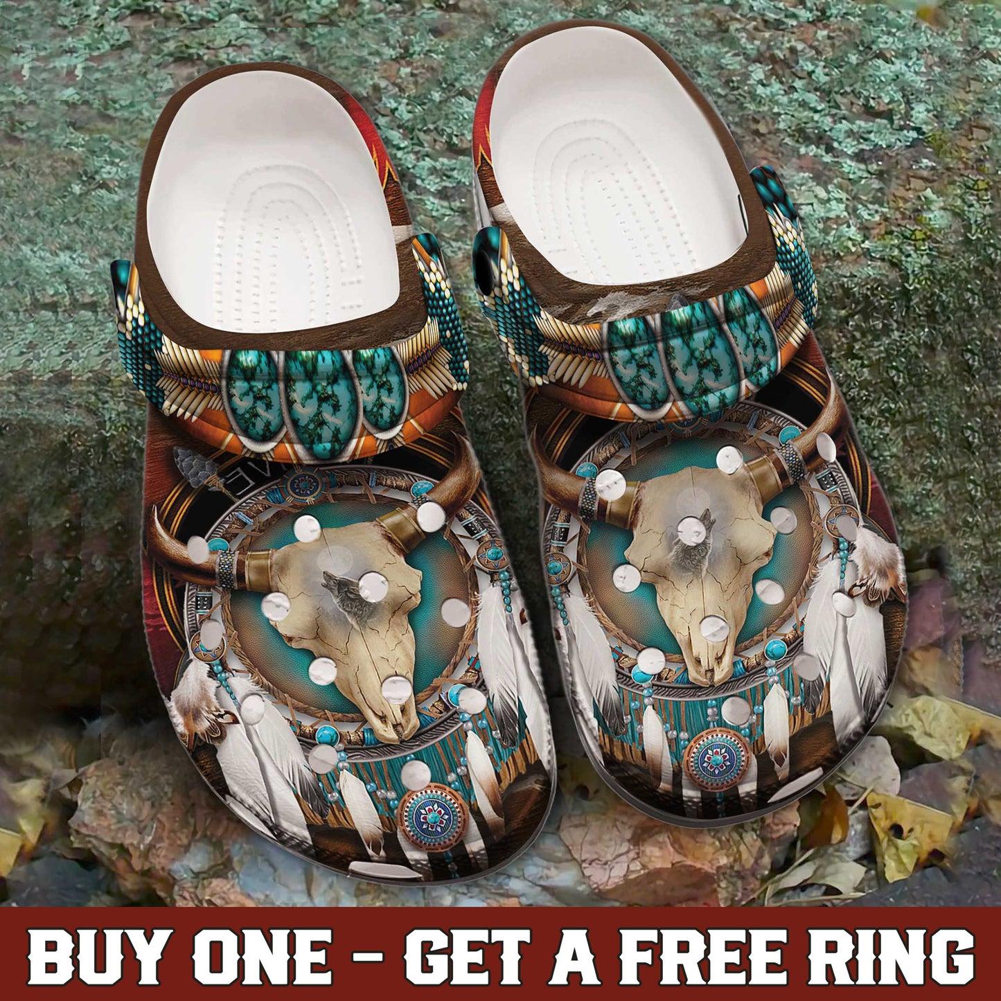 Buffalo Skull & Dreamcatcher Clogs – Native Western Spirit Style
