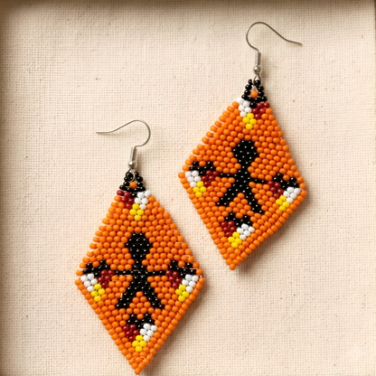 Children’s Journey - Every Child Matters Beaded Earrings, Handmade Orange Seed Bead