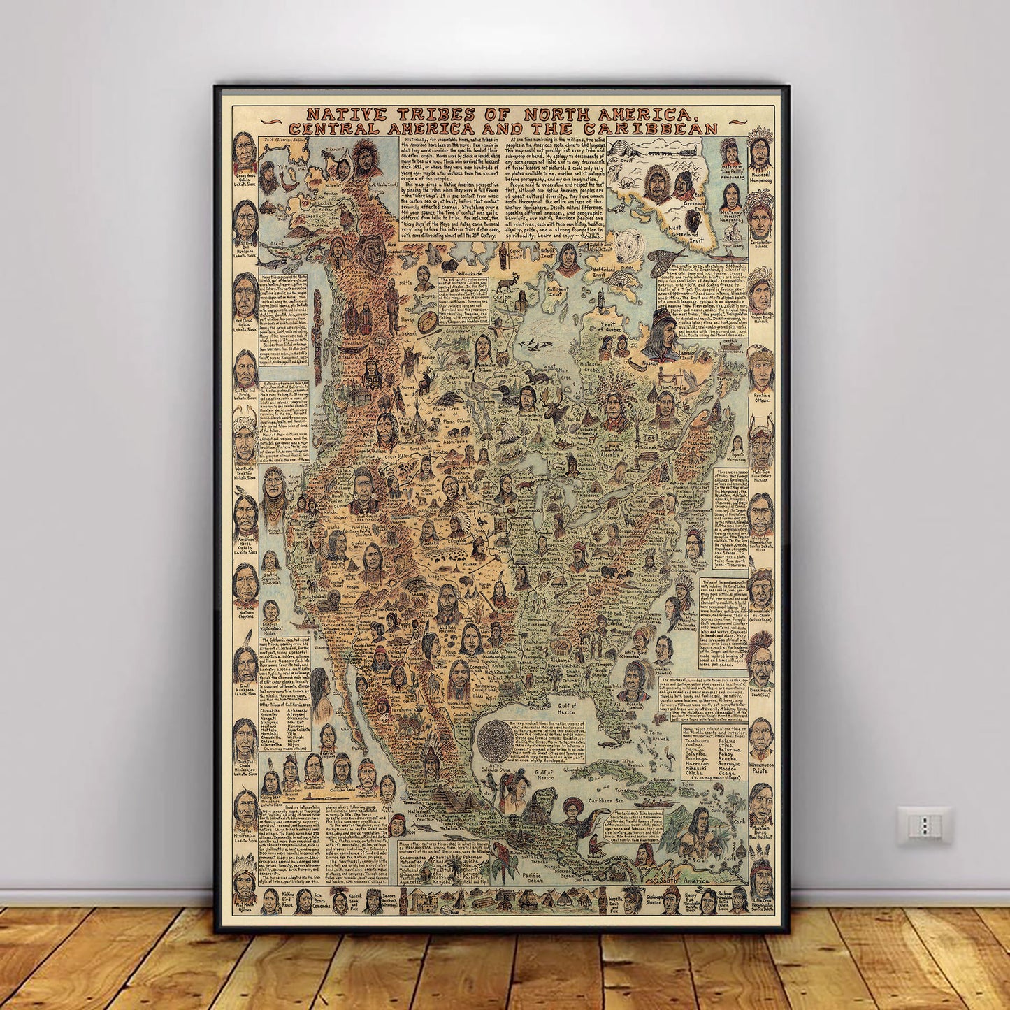 Native Tribes of North American central America and the Caribbean Maps Poster