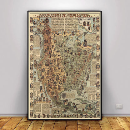 Native Tribes of North American central America and the Caribbean Maps Poster