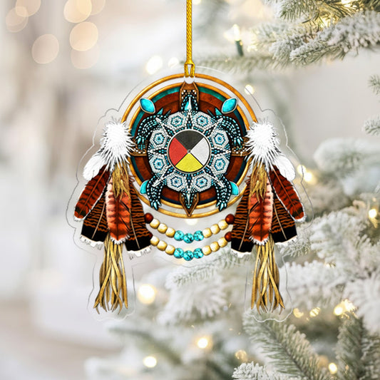 Turtle Medicine Wheel - Native American Healing Symbol - Unique Christmas Gift Decor Flat Acrylic