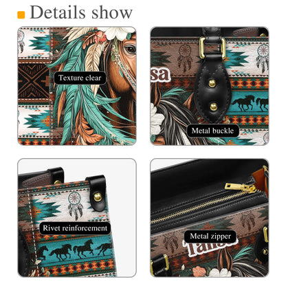 Personalized Leather Handbag for Women - Design Patterns Boho Western Style 01
