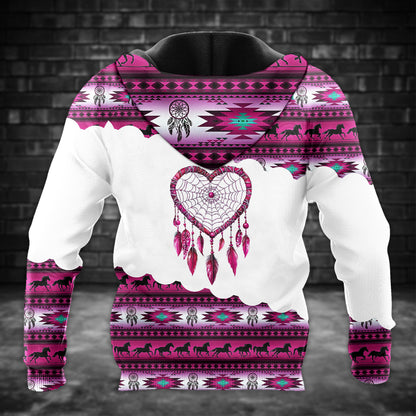 Dreamcatcher Hoodie – Tribal Horse, Feather & Boho Pattern