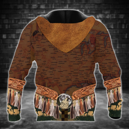 Wolf Chief Hoodie – Tribal Headdress, Feather & Cultural Pattern