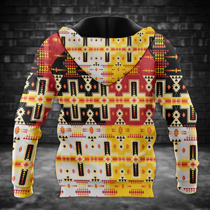 Tribal Feather Hoodie – Bold Red & Geometric Patterns & MMIW