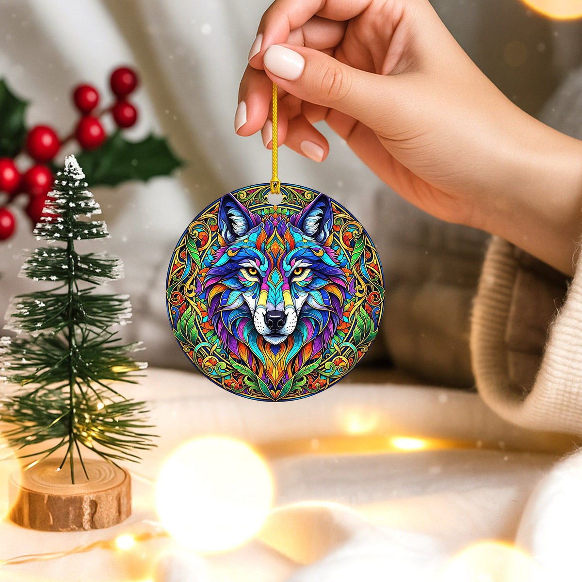 Rainbow Wolf - Psychedelic Spirit Animal - Unique Christmas Gift Decor Flat Acrylic
