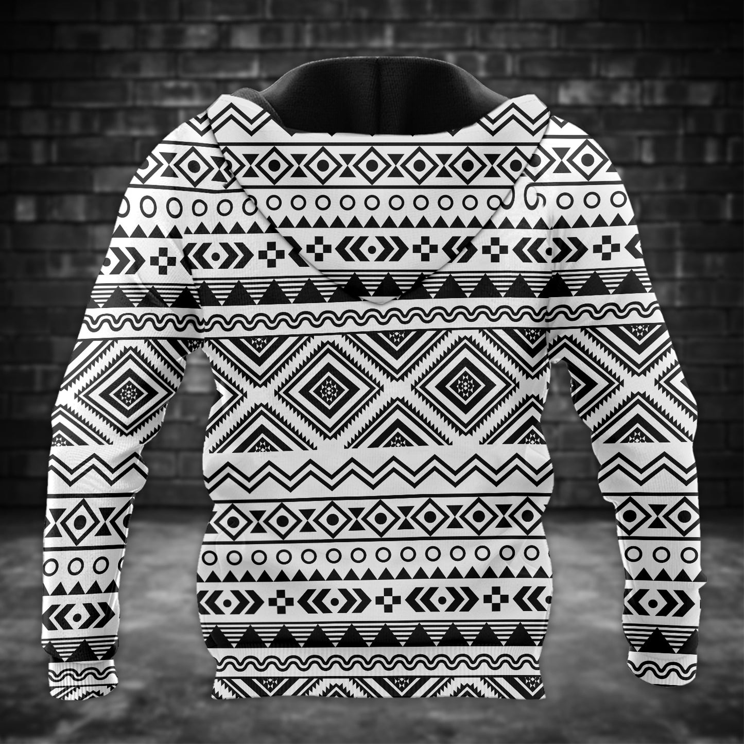Native Wolf Hoodie – Tribal Pattern & Chief Headdress Design