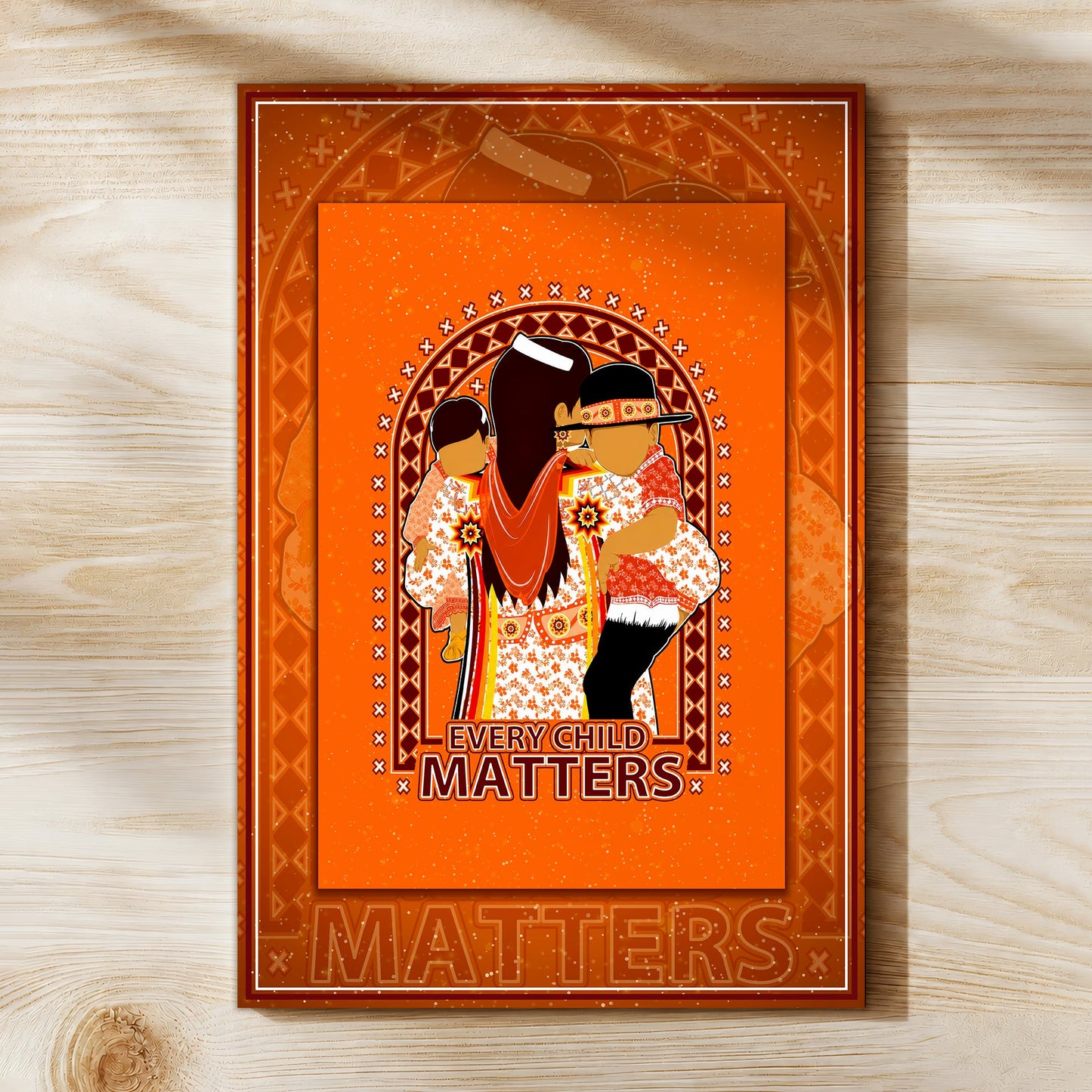 Native American Mother & Children Canvas - Every Child Matters Artwork