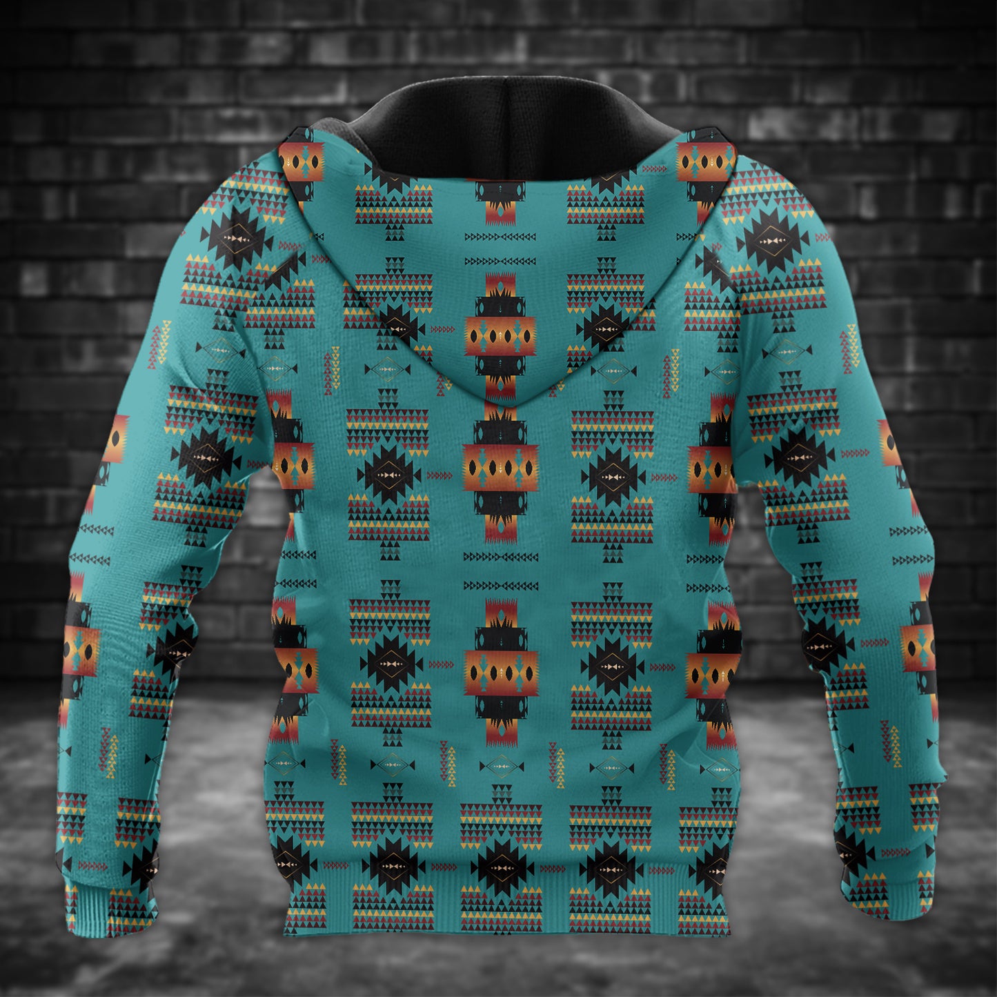 Tribal Feather Hoodie – Bold Red & Geometric Patterns & MMIW