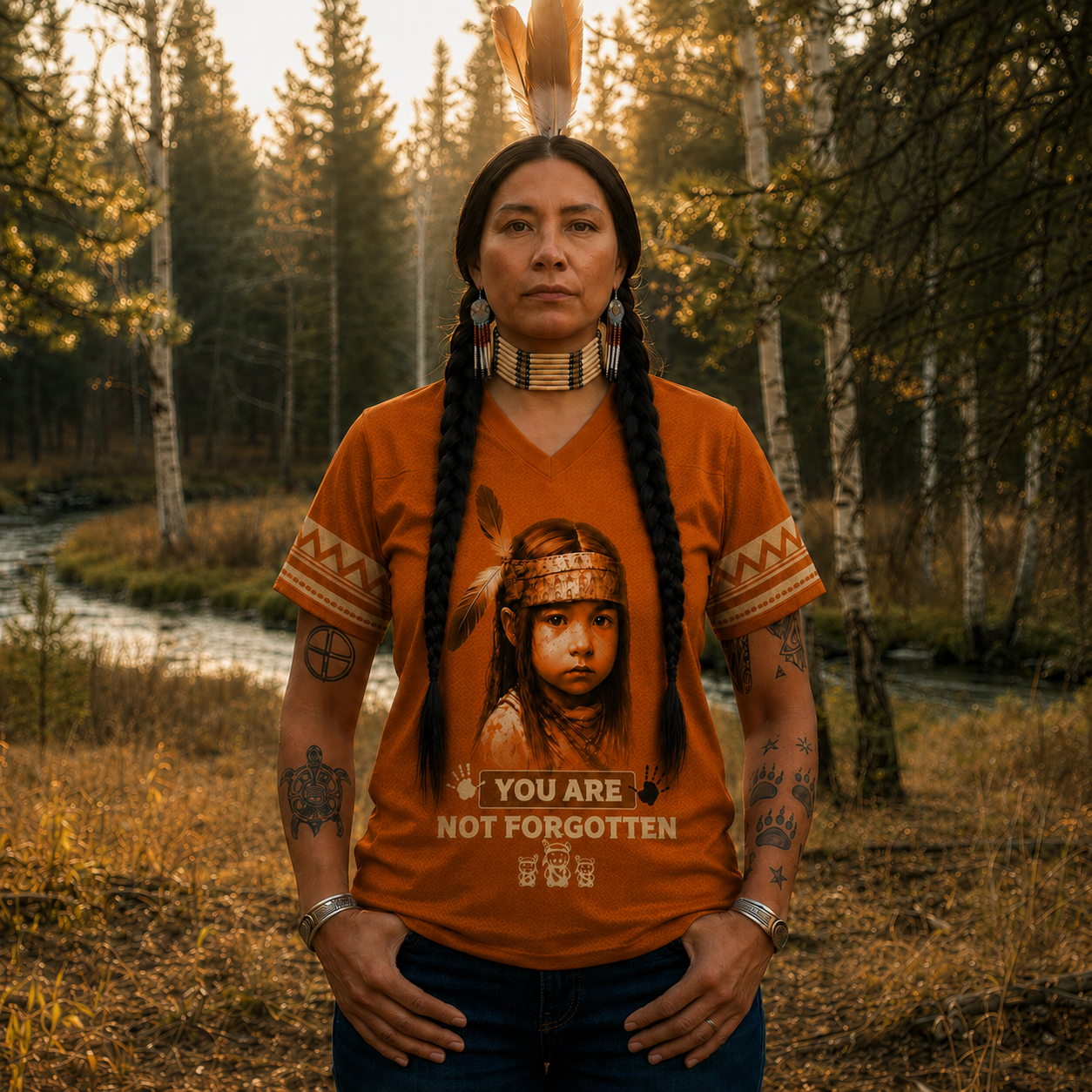 Every Child Matters Orange Jersey - Native Girl Portrait You Are Not Forgotten Shirt