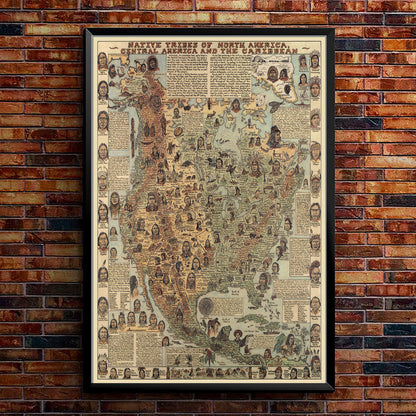 Native Tribes of North American central America and the Caribbean Maps Poster