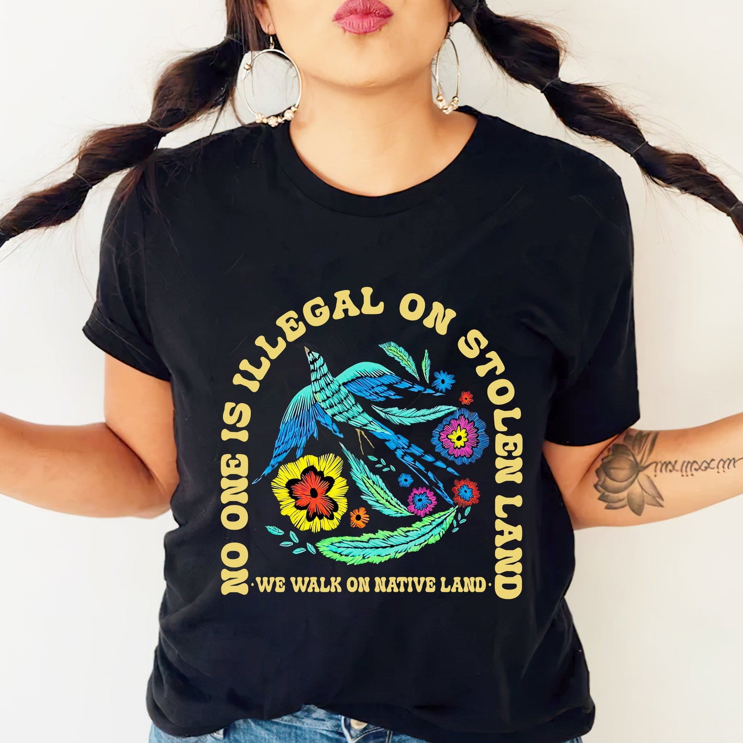 NO ONE IS ILLEGAL ON STOLEN LAND. WE WALK ON NATIVE LAND Style 10 - One Sides