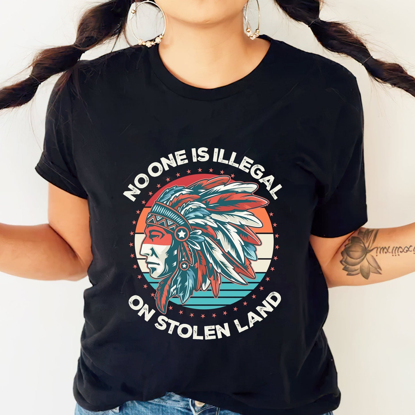 NO ONE IS ILLEGAL ON STOLEN LAND Style 13 - One Sides