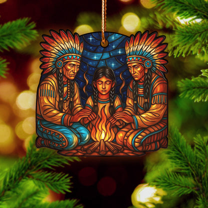 Spirit of the Fire – A Native Family Gathering Ornament Celebrating Heritage, Wisdom, and Warmth