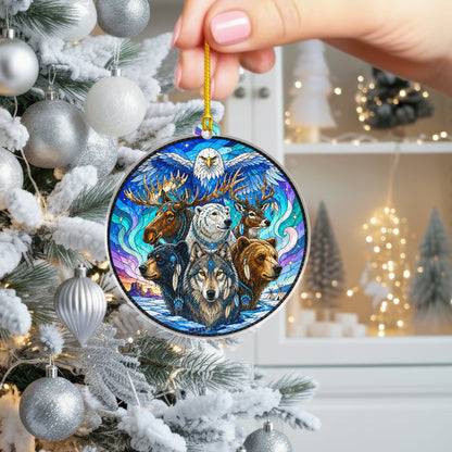 Wildlife Spirit Acrylic Ornament, Indigenous Inspired Animal Art, Unique Holiday Decoration