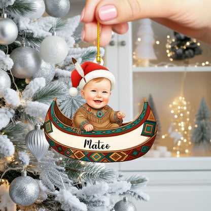 Custom Baby's First Christmas Ornament 2025 with Name & Photo - Personalized Decoration