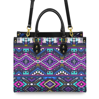 Purple Tribe Pattern Leather Handbag WCS025
