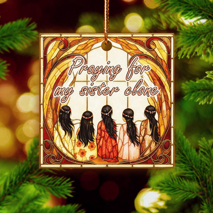 Sisters in Spirit – A Beautiful Ornament  Acrylic  Honoring Faith, Hope, and the Power of Family Connection