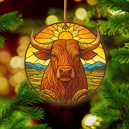 Sacred Buffalo Ornament Acrylic – Stained Glass Style Christmas Decor