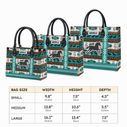 Personalized Leather Handbag for Women - Design Patterns Boho Wild Mustang