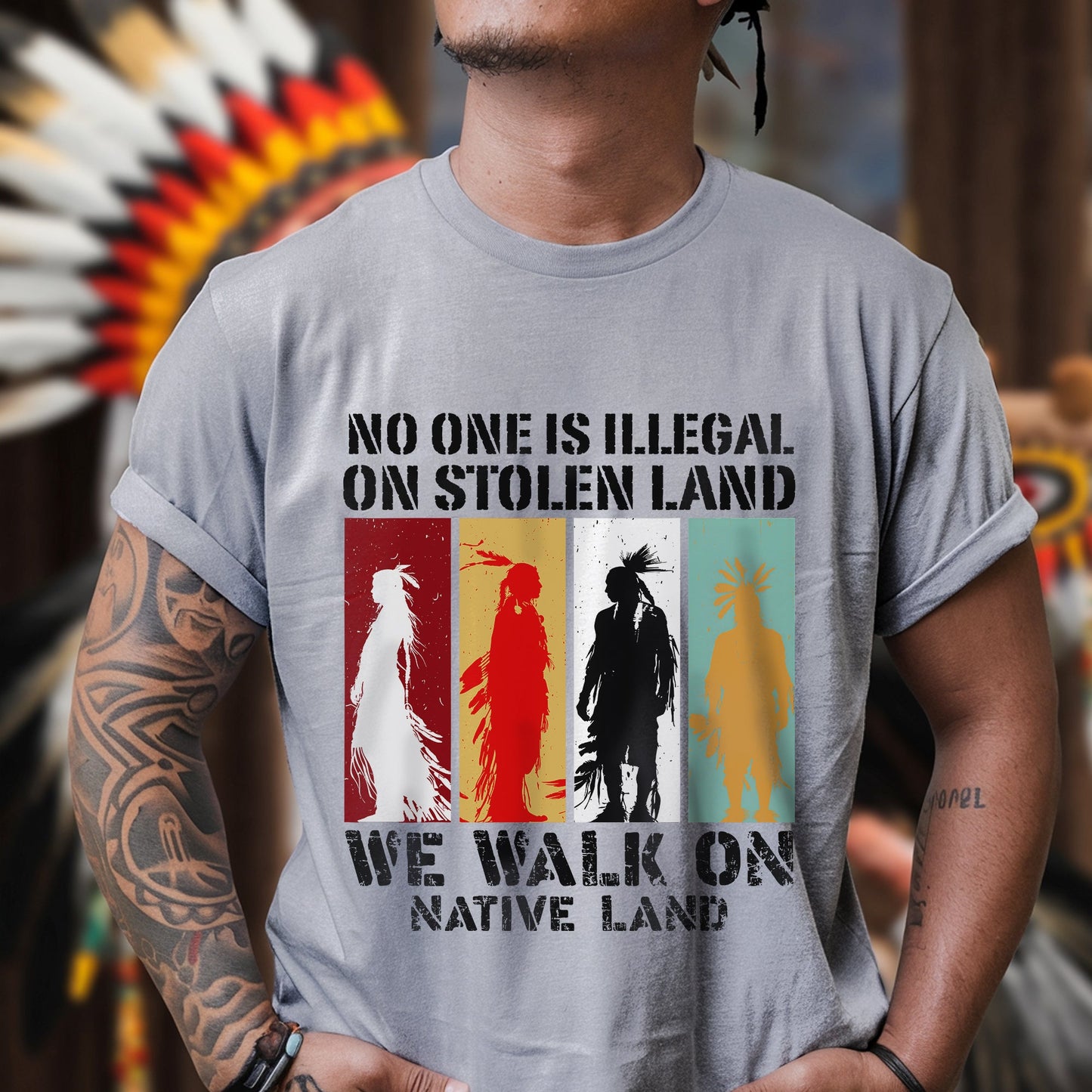 NO ONE IS ILLEGAL ON STOLEN LAND. WE WALK ON NATIVE LAND Style 8 - One Sides