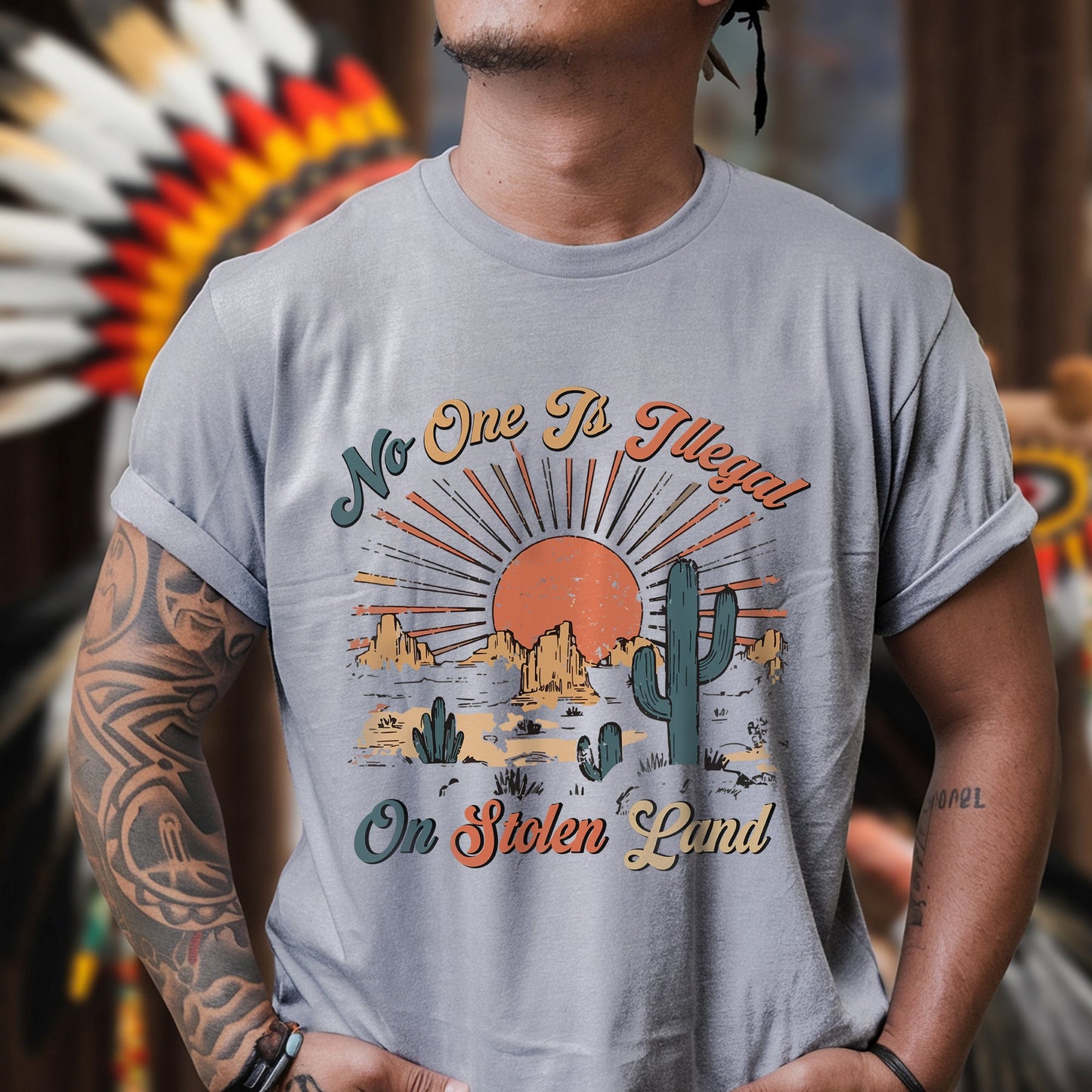 NO ONE IS ILLEGAL ON STOLEN LAND Style 12 - One Sides