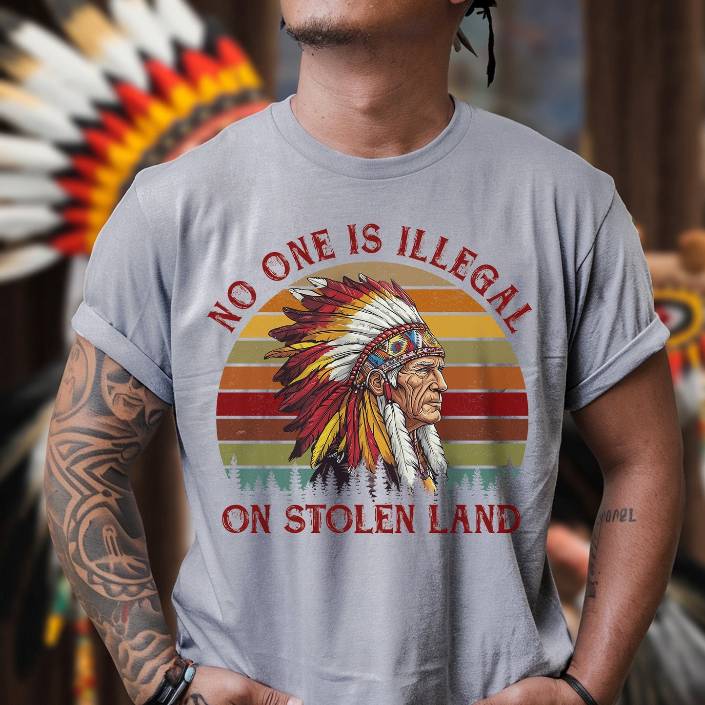 NO ONE IS ILLEGAL ON STOLEN LAND. WE WALK ON NATIVE LAND Style 6 - One Sides