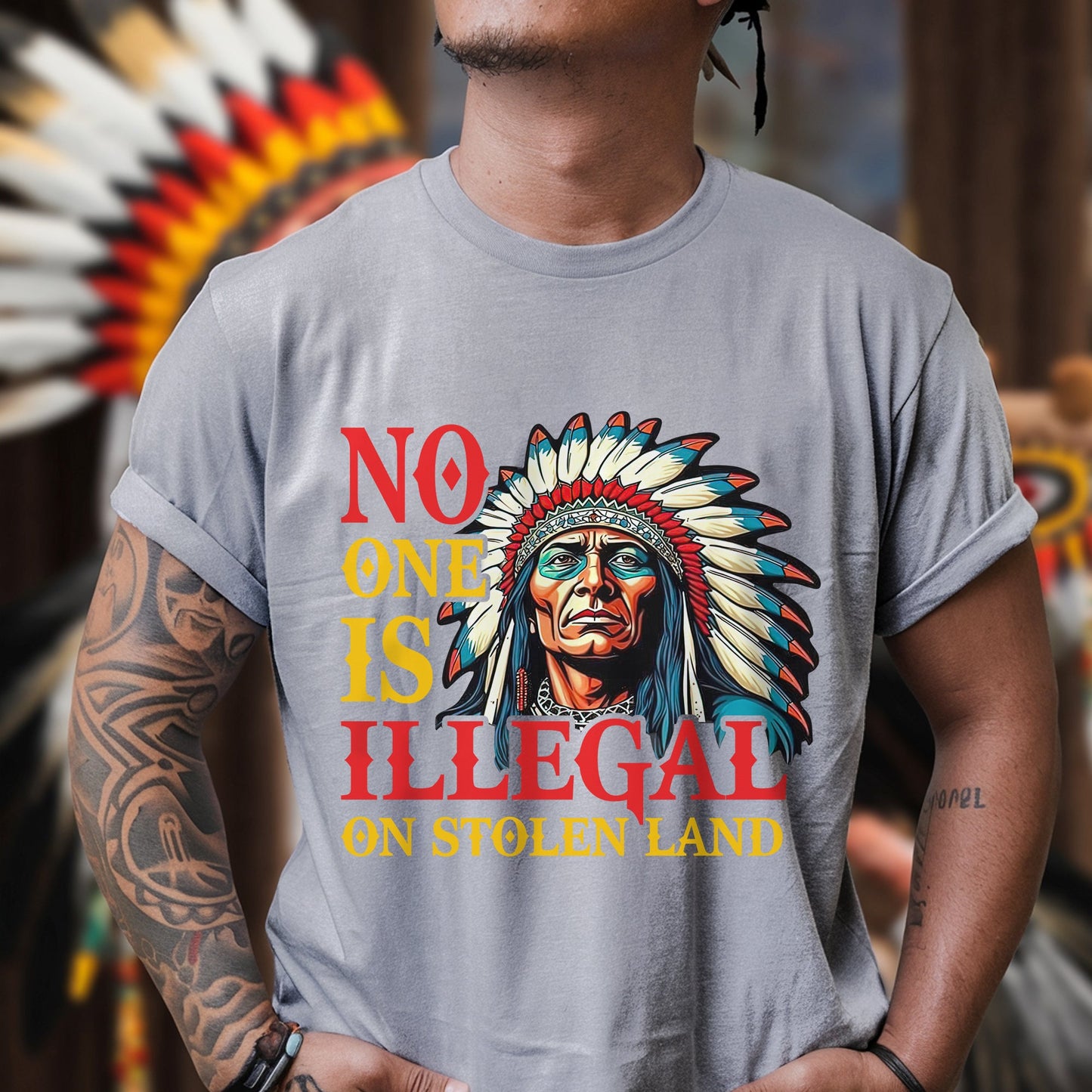 NO ONE IS ILLEGAL ON STOLEN LAND. WE WALK ON NATIVE LAND Style 7 - One Sides