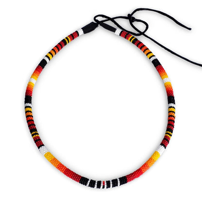 Orange Line Pattern Beaded Fedora Hatband for Men Women Beaded Brim with Native American Style