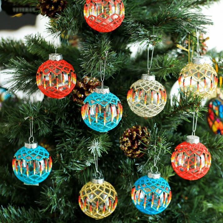 White Beaded Handmade Ornament Holiday Decor Gifts