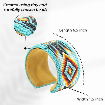 Native American Inspired Handmade Beaded Cuff Bracelet for Women