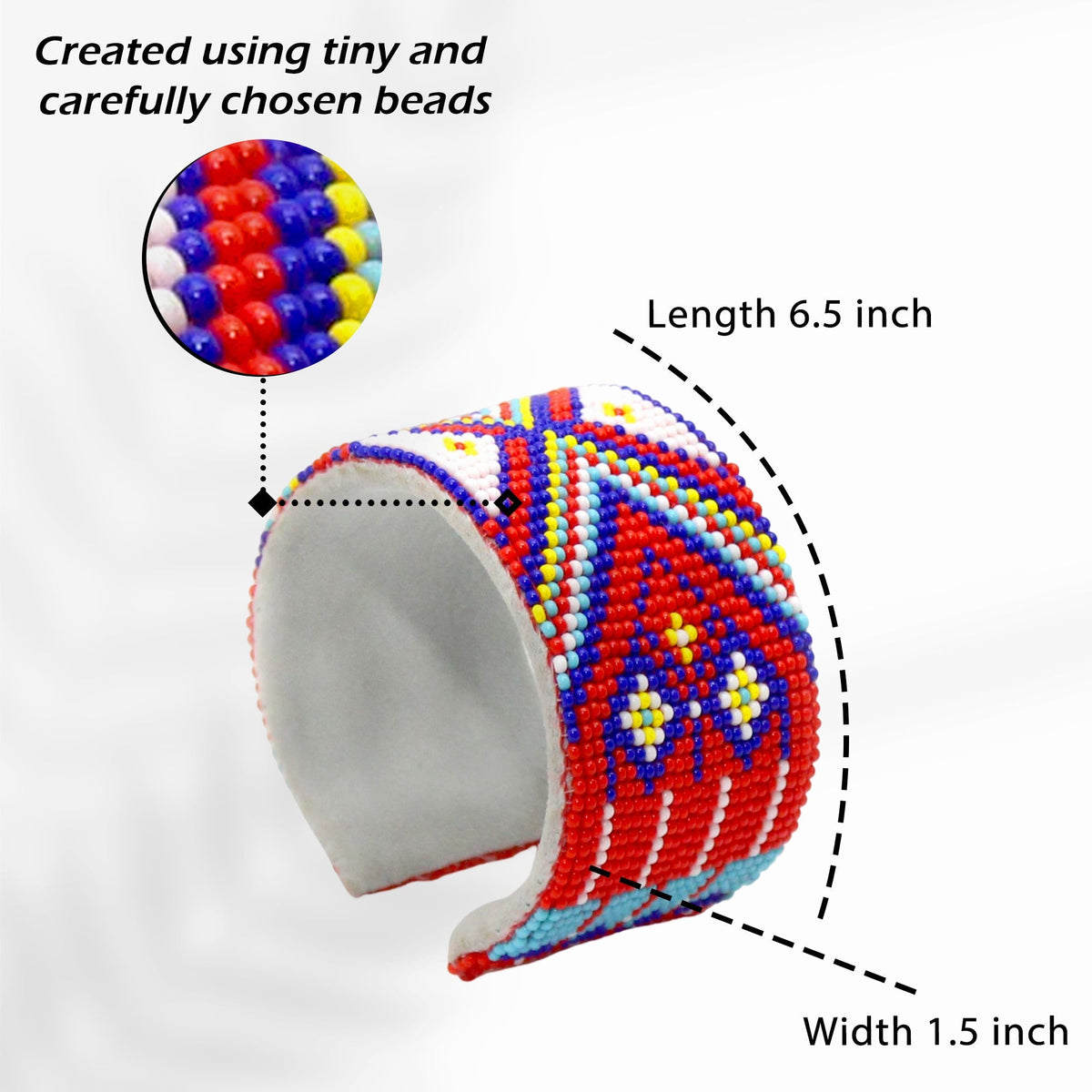 Native American Inspired Handmade Beaded Cuff Bracelet for Women