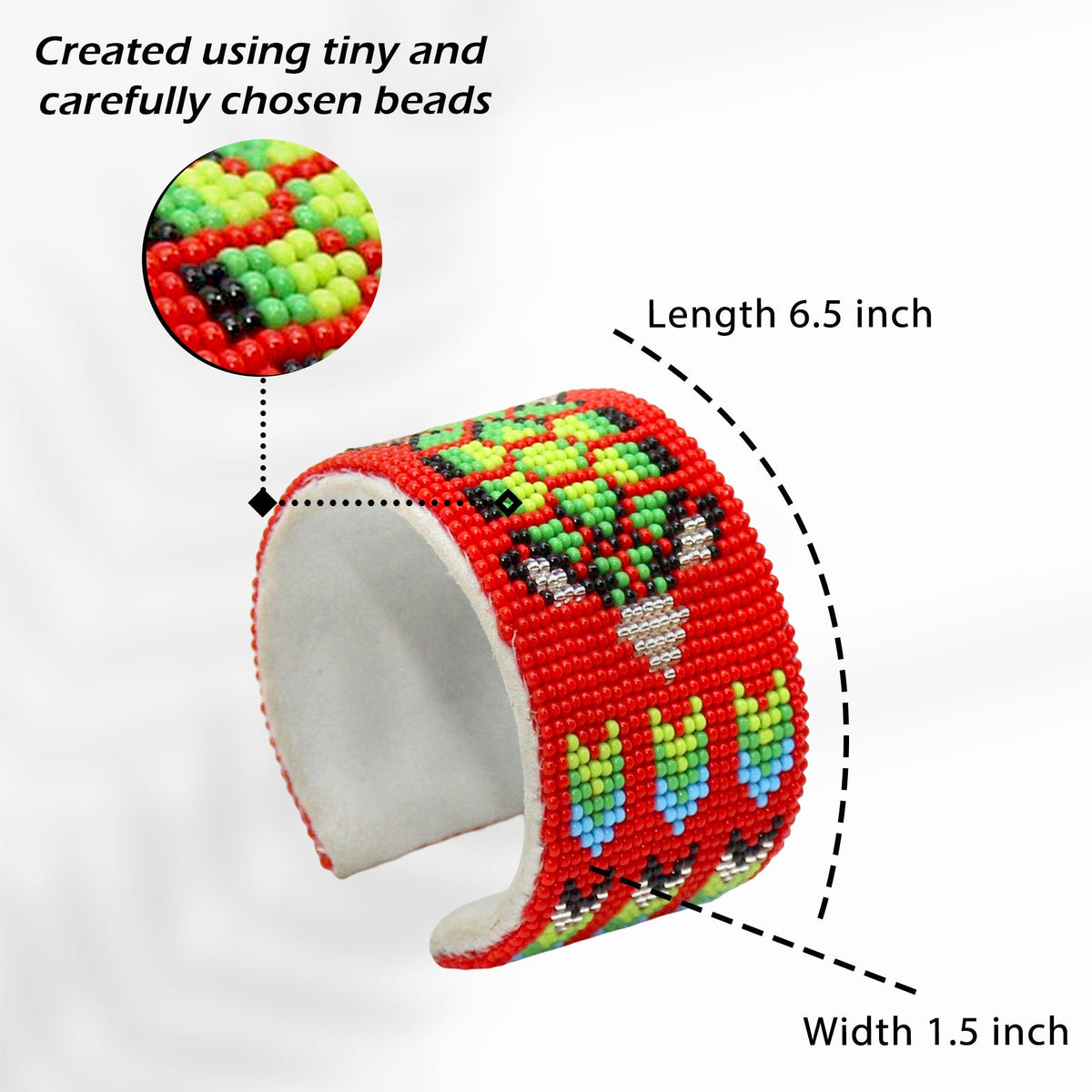 Native Style Beaded Cuff Bracelet, Handmade Czech Glass Bead Jewelry