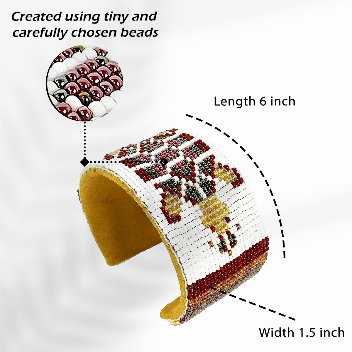 Native Style Beaded Cuff Bracelet, Handmade Czech Glass Bead Jewelry