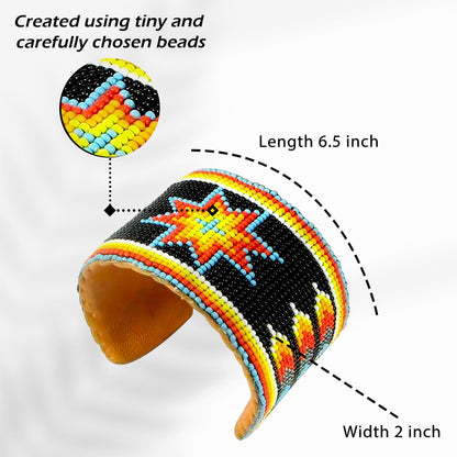 Native American Inspired Handmade Beaded Cuff Bracelet for Women