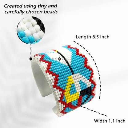 Leather Cuff Beaded Handmade Bracelet