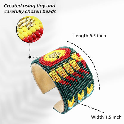 Native Style Beaded Cuff Bracelet, Handmade Czech Glass Bead Jewelry