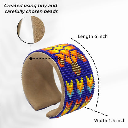 Native Style Beaded Cuff Bracelet, Handmade Czech Glass Bead Jewelry