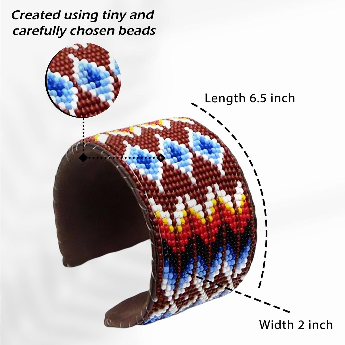 Native American Inspired Handmade Beaded Cuff Bracelet for Women