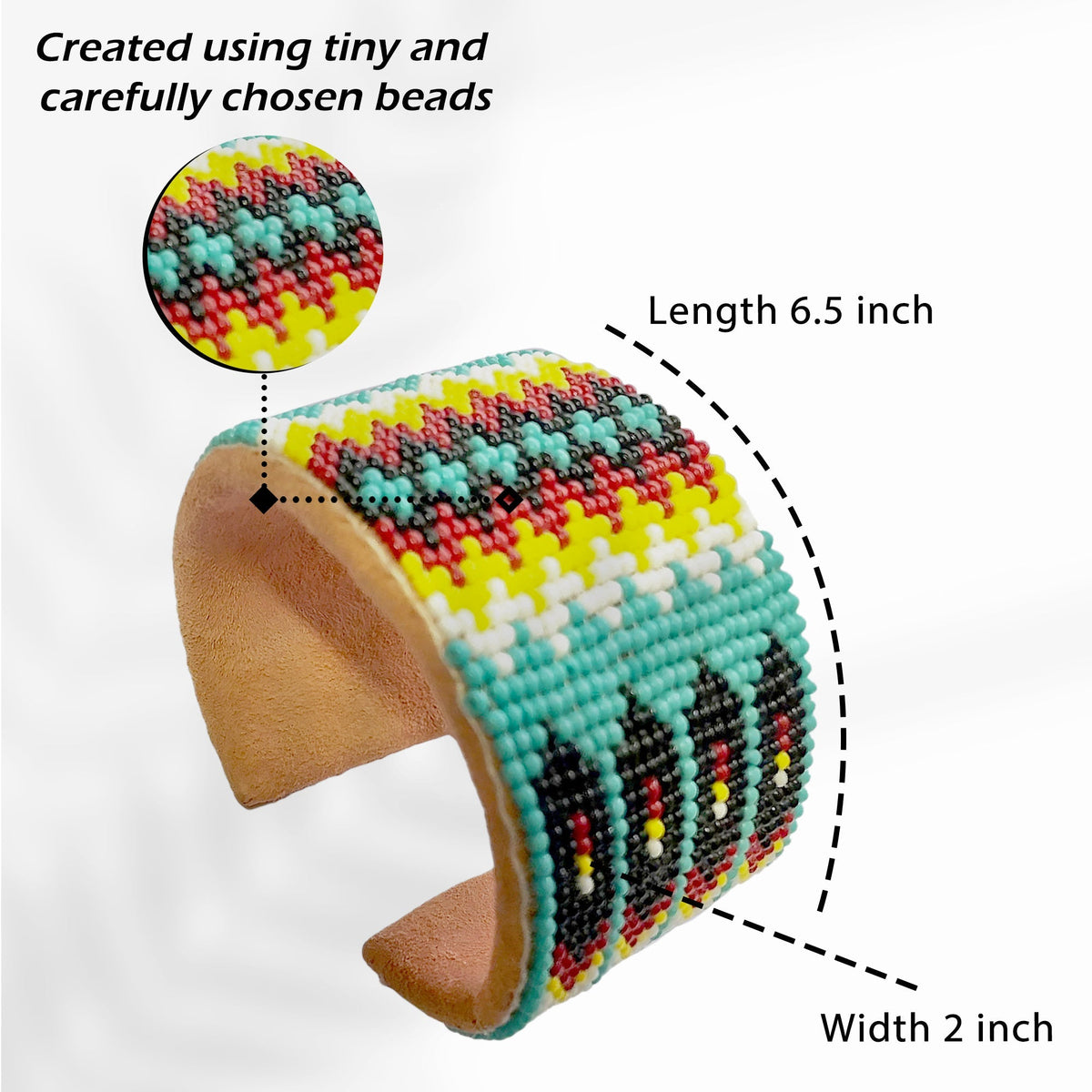 Blue Fire Pattern Hard Cuff Beaded Handmade Bracelet