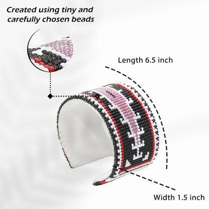 Native American Inspired Handmade Beaded Cuff Bracelet for Women
