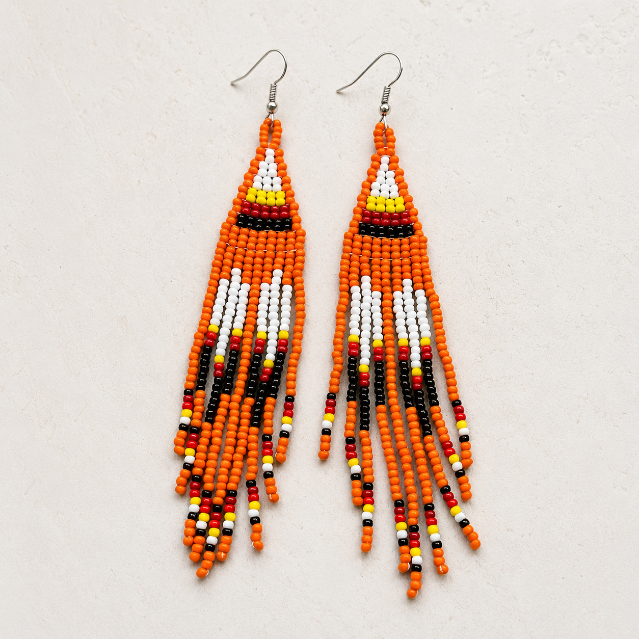 Orange Hope - Every Child Matters Beaded Fringe Earrings, Handmade Orange Seed Bead