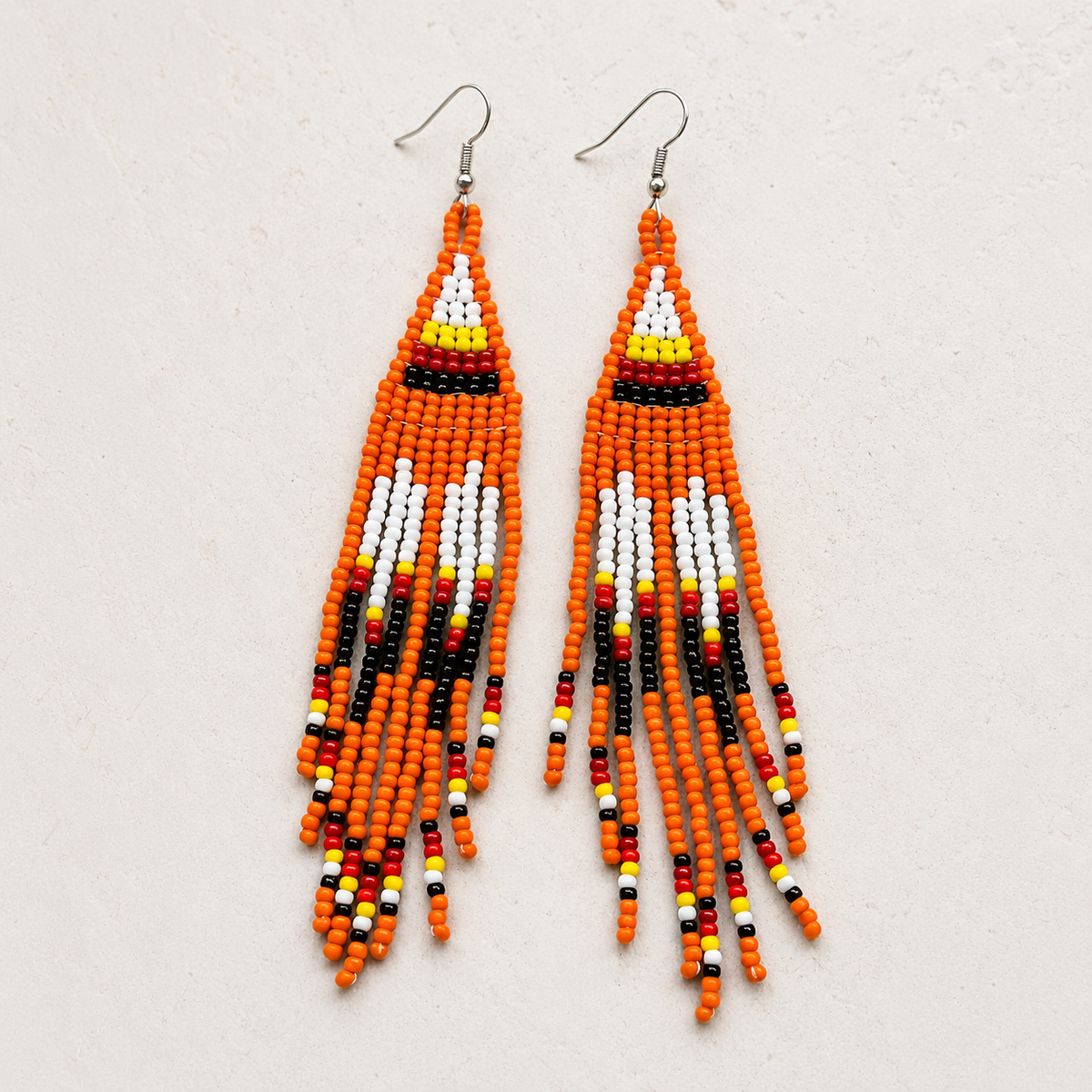 Orange Hope - Every Child Matters Beaded Fringe Earrings, Handmade Orange Seed Bead