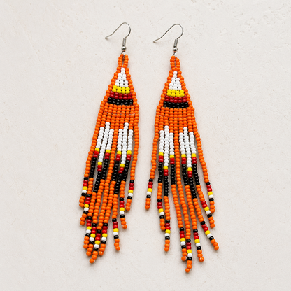 Children’s Journey - Every Child Matters Beaded Earrings, Handmade Orange Seed Bead